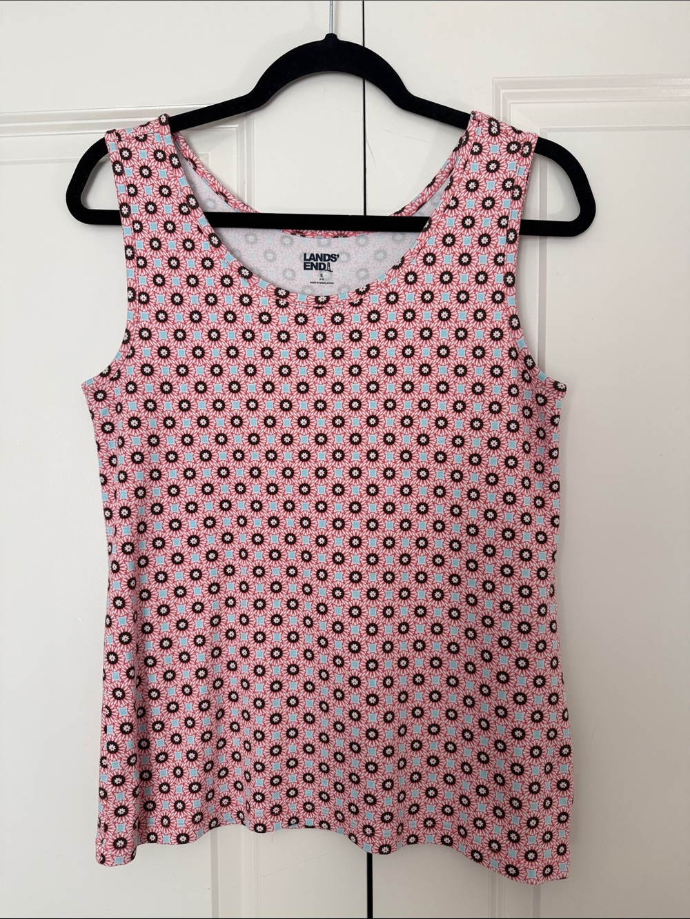 Lands' End Pink Floral-Print Scoop Neck Tank